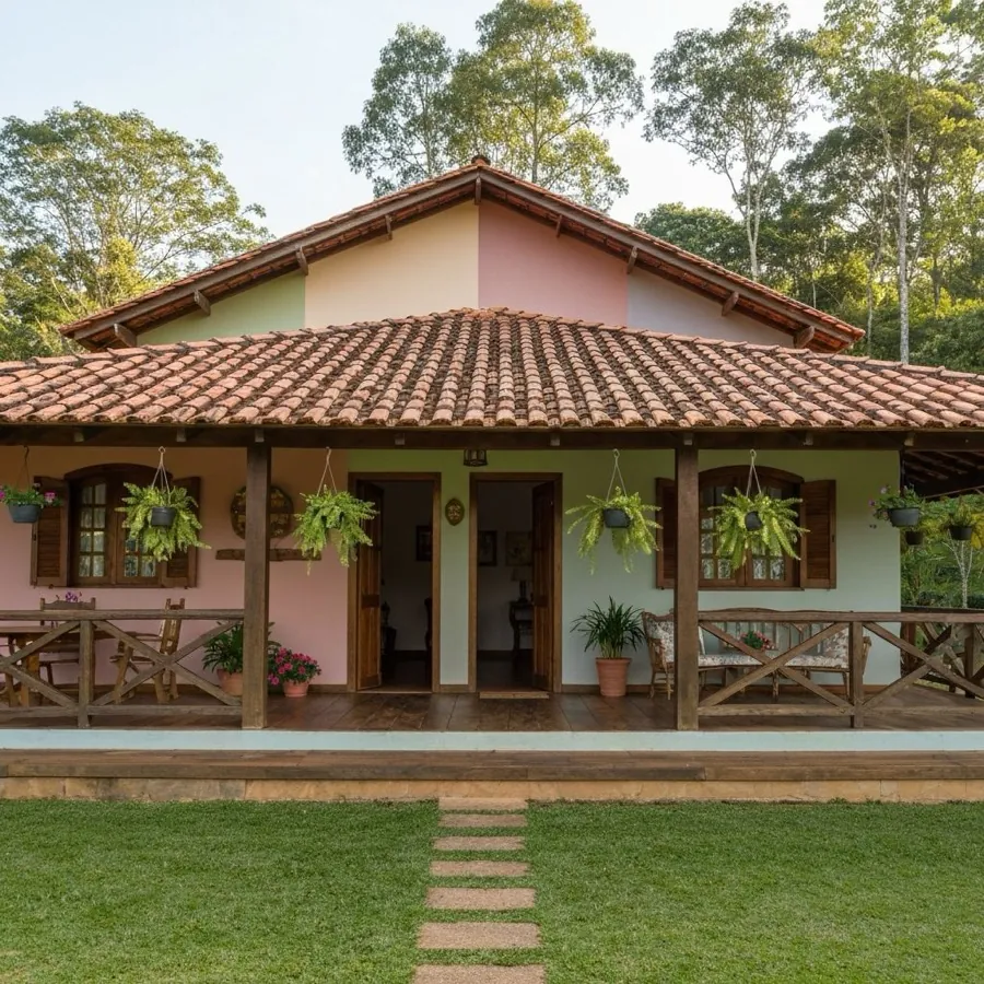 Casa de campo con veranda construida por Carlos