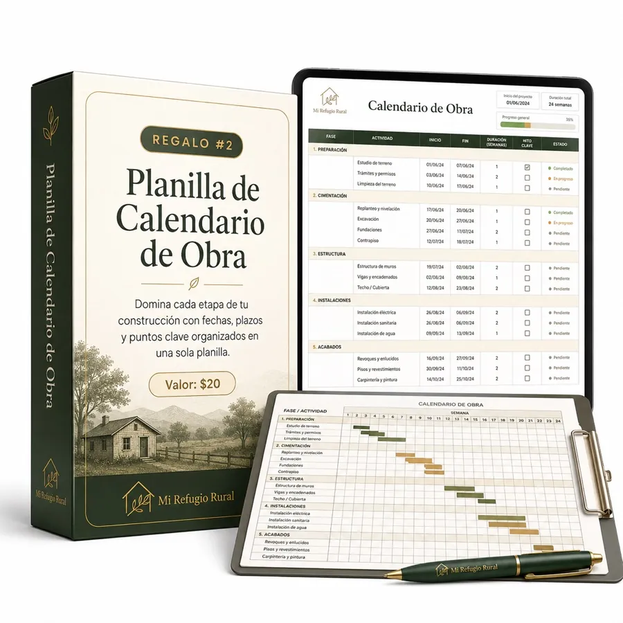 Mockup de la Planilla de Calendario de Obra